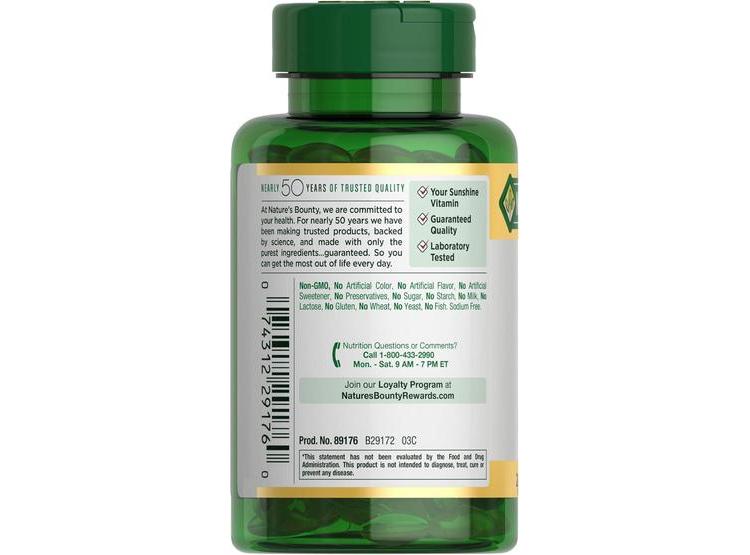 CÁPSULAS DE VITAMINA D3 DE NATURE'S BOUNTY PARA SOPORTE INMUNOLÓGICO, LIBERACIÓN RÁPIDA, FORTALECIMIENTO ÓSEO - 6