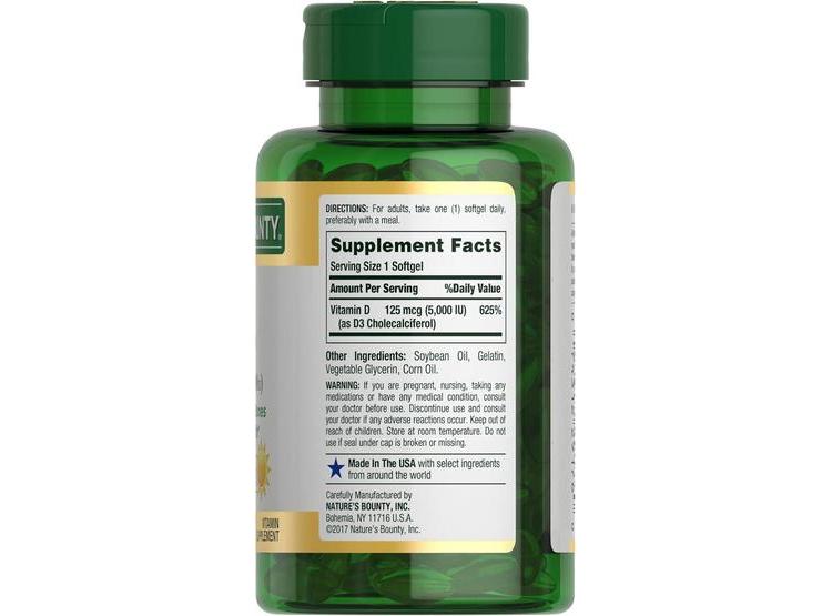 CÁPSULAS DE VITAMINA D3 DE NATURE'S BOUNTY PARA SOPORTE INMUNOLÓGICO, LIBERACIÓN RÁPIDA, FORTALECIMIENTO ÓSEO - 7