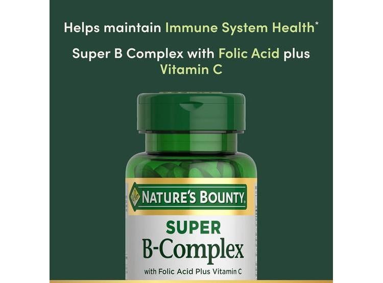 VITAMINAS DEL COMPLEJO SÚPER B NATURE'S BOUNTY CON VITAMINA C, ÁCIDO FÓLICO, APOYO INMUNOLÓGICO Y ENERGÍA - 2