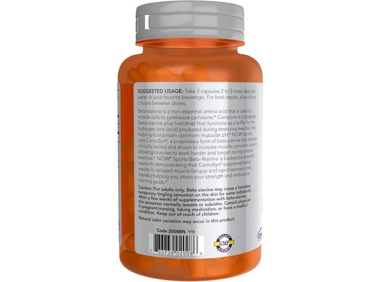 BETA-ALANINA NOW FOODS MEJORA RESISTENCIA Y RETRASA FATIGA MUSCULAR, 120 CÁPSULAS - 2