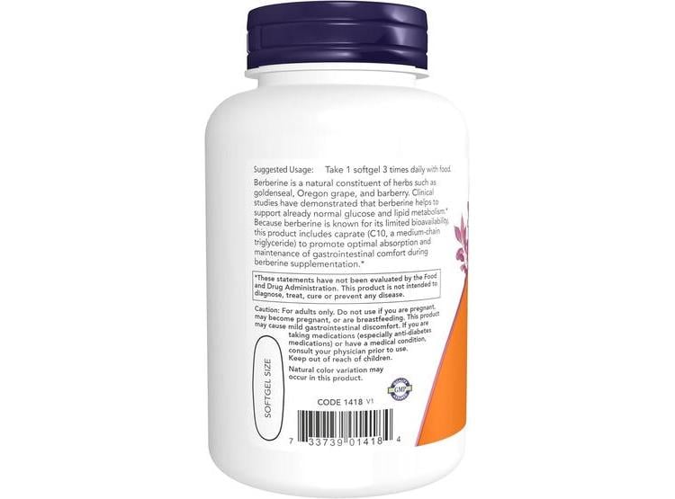 NOW FOODS CON BERBERINA Y ACEITE MCT PARA ABSORCIÓN ÓPTIMA, 90 CÁPSULAS - 2