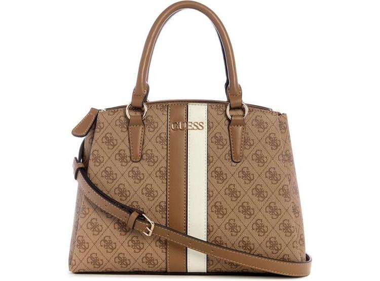 BOLSO SATCHEL LARISHA GUESS, 3 COMPARTIMENTOS, LOGO 4G, POLIURETANO, CORREA DESMONTABLE - 1