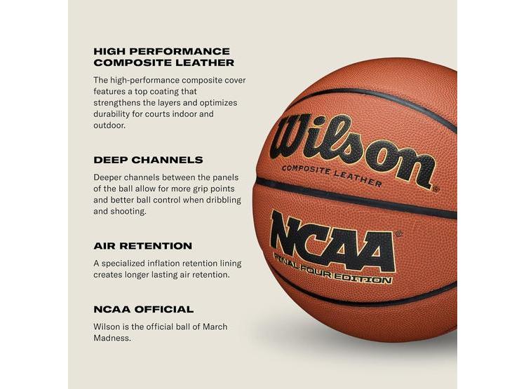 WILSON NCAA FINAL FOUR BALÓN DE BALONCESTO, INTERIORES / EXTERIORES, MATERIAL CUERO, MARRÓN, ALTA DURABILIDAD - 4
