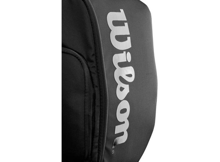 BOLSA DE TENIS WILSON NEGRA CON ESPACIOS PARA RAQUETAS, LAPTOP Y ZAPATOS. IDEAL PARA DEPORTISTAS - 8
