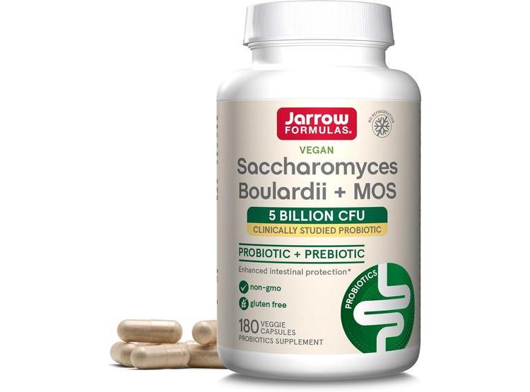 SACCHAROMYCES BOULARDII + MOS DE JARROW FORMULAS, PROBIÓTICO CON 5B CFU POR PORCIÓN, 180 CÁPSULAS VEGANAS - 1