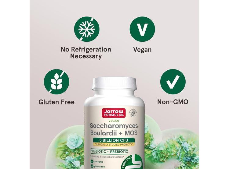 SACCHAROMYCES BOULARDII + MOS DE JARROW FORMULAS, PROBIÓTICO CON 5B CFU POR PORCIÓN, 180 CÁPSULAS VEGANAS - 4