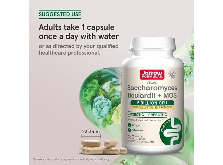 SACCHAROMYCES BOULARDII + MOS DE JARROW FORMULAS, PROBIÓTICO CON 5B CFU POR PORCIÓN, 180 CÁPSULAS VEGANAS - 6