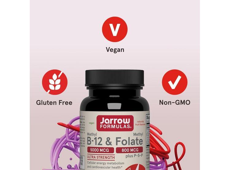 SUPLEMENTO METIL B-12 Y FOLATO DE METILO PARA ENERGÍA Y SALUD CARDIOVASCULAR, 60 COMPRIMIDOS MASTICABLES - 3