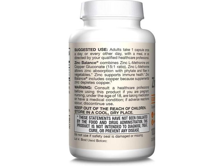 BALANCE DE ZINC JARROW, CON COBRE PARA APOYO AL SISTEMA INMUNOLÓGICO, 100 CÁPSULAS, VEGANO Y LIBRE DE ALÉRGENOS - 9