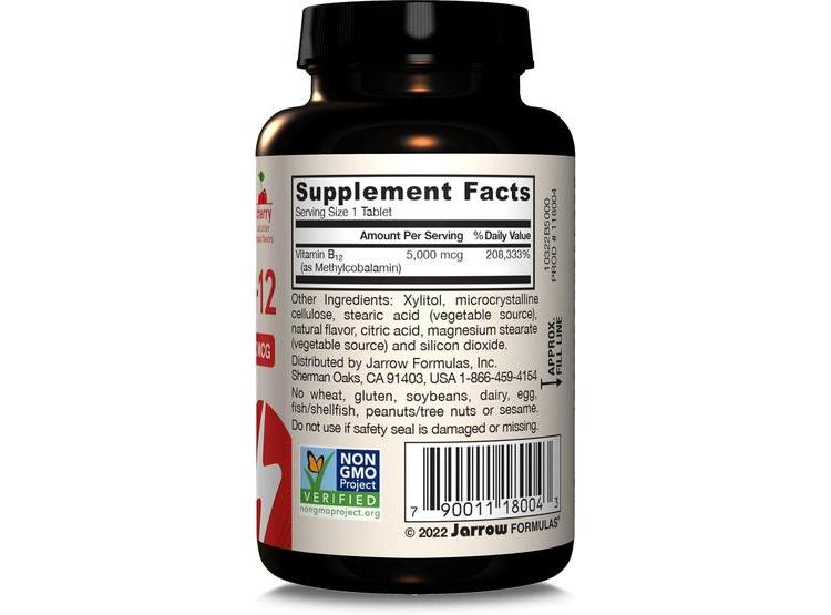 VITAMINA B12 MASTICABLE DE JARROW FORMULAS - 5000 MCG, SABOR A FRUTA, APOYA ENERGÍA Y SALUD CEREBRAL - 7