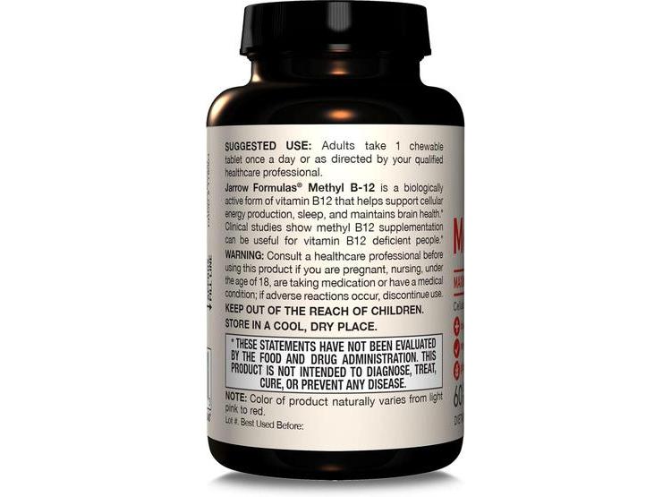 VITAMINA B12 MASTICABLE DE JARROW FORMULAS - 5000 MCG, SABOR A FRUTA, APOYA ENERGÍA Y SALUD CEREBRAL - 8