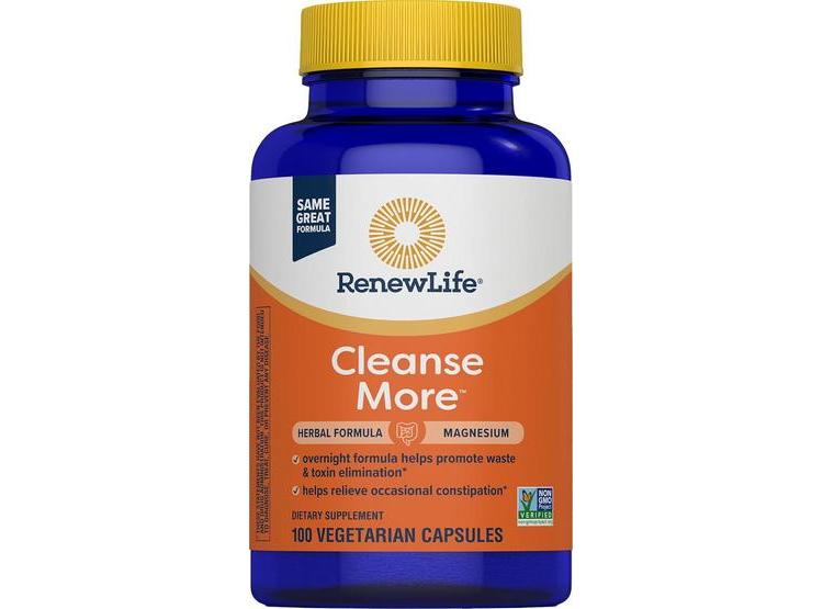 RENEW LIFE CLEANSE MORE DETOX, FOMENTA LA SALUD DIGESTIVA Y ALIVIA EL ESTREÑIMIENTO, SIN GLUTEN, 100 CÁPSULAS - 1