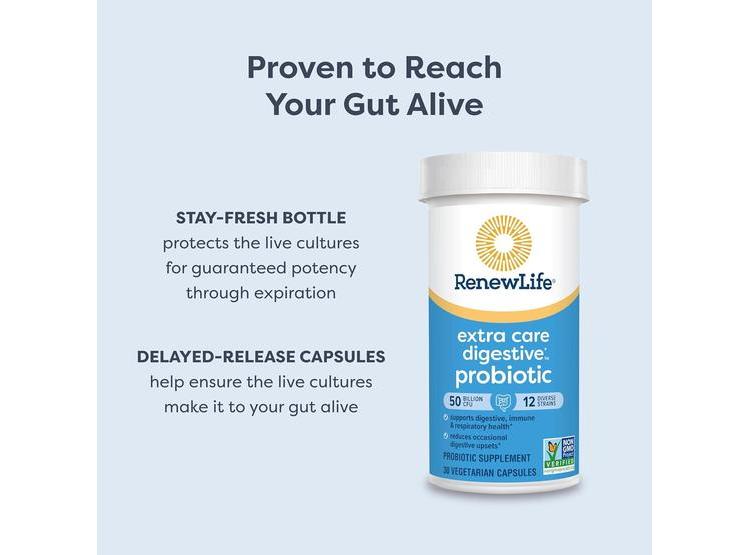 RENEW LIFE CÁPSULAS PROBIÓTICAS DIGESTIVAS CUIDADO EXTRA 50 MIL MILLONES CFU SOPORTA SALUD INMUNE Y DIGESTIVA - 4