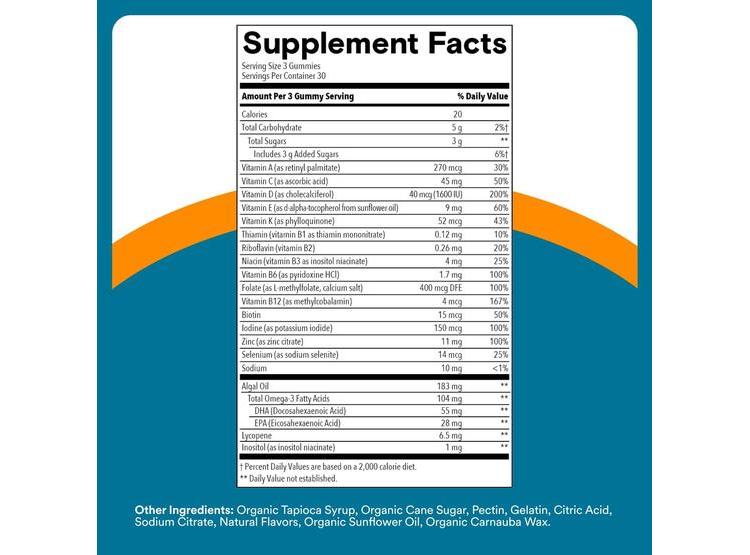 GOMITAS MULTIVITAMÍNICAS PARA HOMBRES CON OMEGA 3, METILFOLATO, VITAMINAS D3, C, B12, B6, A, K, ZINC Y SELENIO - 4