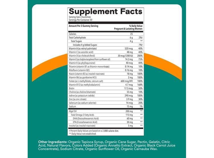 GOMITAS MULTIVITAMÍNICAS PRENATAL SMARTYPANTS CON OMEGA 3, BIOTINA, VITAMINAS Y ZINC PARA MUJERES - 4
