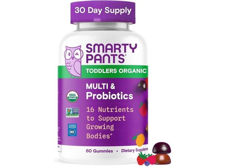 GOMITAS MULTIVITAMÍNICAS ORGÁNICAS CON PROBIÓTICOS Y OMEGA 3 PARA NIÑOS, SABORES FRUTALES, SIN GLUTEN - 1