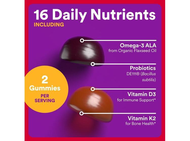 GOMITAS MULTIVITAMÍNICAS ORGÁNICAS CON PROBIÓTICOS Y OMEGA 3 PARA NIÑOS, SABORES FRUTALES, SIN GLUTEN - 4