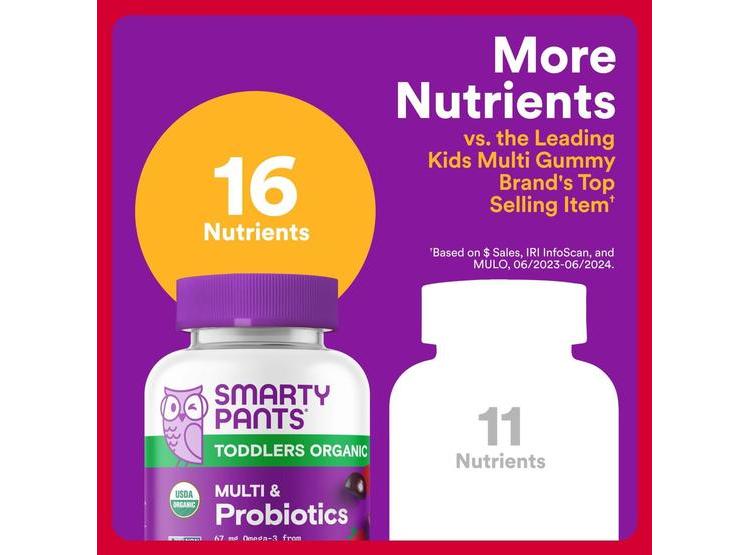GOMITAS MULTIVITAMÍNICAS ORGÁNICAS CON PROBIÓTICOS Y OMEGA 3 PARA NIÑOS, SABORES FRUTALES, SIN GLUTEN - 5