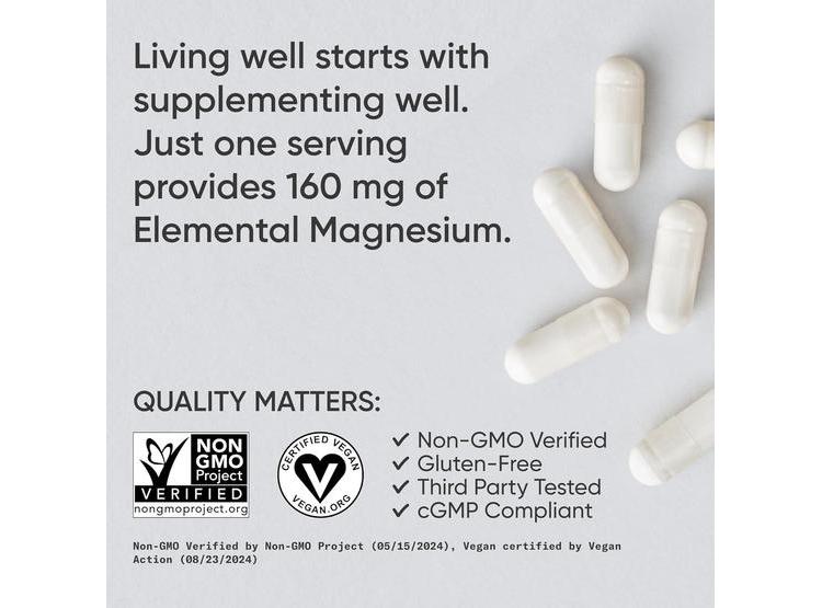 SPORTS RESEARCH GLICINATO MAGNESIO, APOYA EL SUEÑO Y PROCESOS ENZIMÁTICOS, MAGNESIO CÁPSULA VEGANA 160 MG - 3