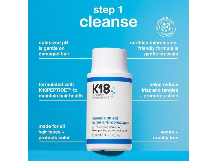 K18 DAMAGE SHIELD: SET PROTECTOR CON CHAMPÚ Y ACONDICIONADOR, CUIDA EL COLOR Y MINIMIZA EL ENCRESPAMIENTO - 3