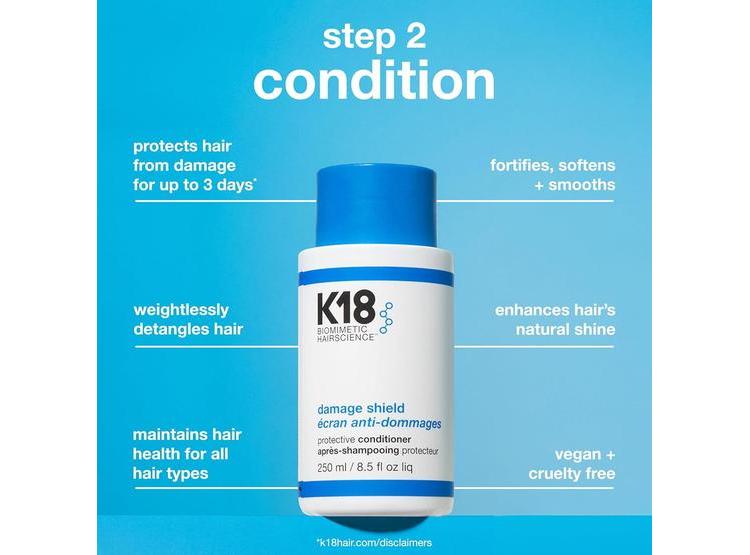 K18 DAMAGE SHIELD: SET PROTECTOR CON CHAMPÚ Y ACONDICIONADOR, CUIDA EL COLOR Y MINIMIZA EL ENCRESPAMIENTO - 4