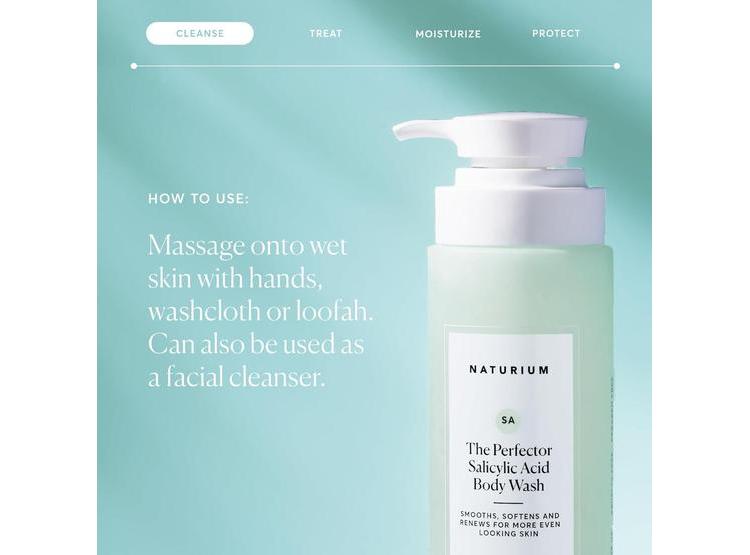 GEL DE BAÑO NATURIUM CON ÁCIDO SALICÍLICO, LIMPIA Y SUAVIZA LA PIEL, ADECUADO PARA TODO TIPO DE PIEL - 5