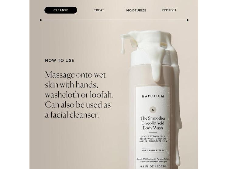 GEL DE BAÑO EXFOLIANTE CON ÁCIDO GLICÓLICO DE NATURIUM, SUAVIZANTE Y LIMPIADOR PARA PIEL SUAVE - 5