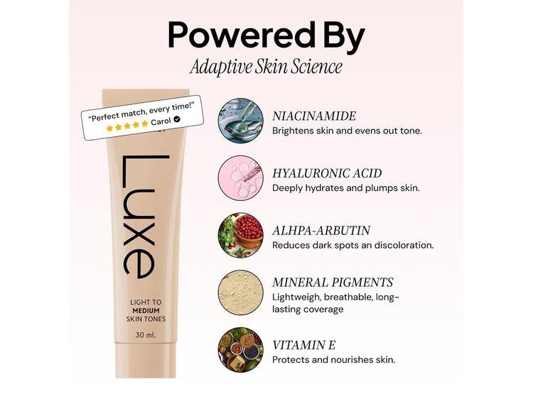 BASE DE MAQUILLAJE LUXE RESEARCH QUE SE AJUSTA AL TONO DE TU PIEL, COBERTURA LIGERA A MEDIA, ACABADO NATURAL - 3