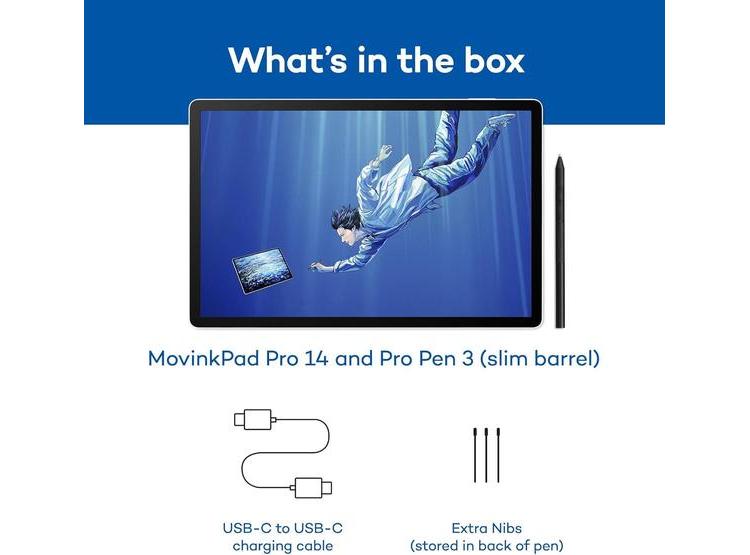 WACOM MOVINKPAD PRO 14, TABLETA GRÁFICA ANDROID CON PANTALLA OLED, PRO PEN 3, 12GB RAM, 256GB ALMACENAMIENTO - 6