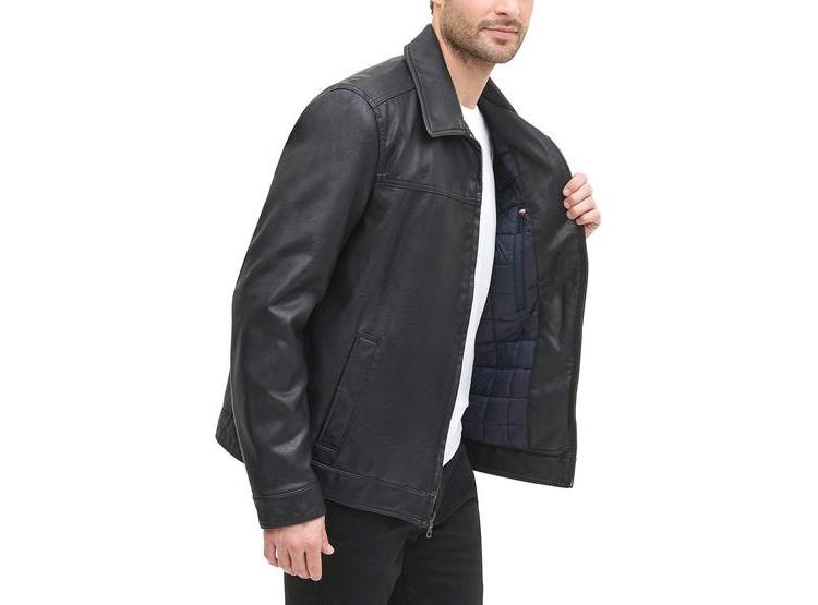 TOMMY HILFIGER CHAQUETA CLÁSICA DE CUERO SINTÉTICO CON FORRO ACOLCHADO PARA HOMBRE - 4