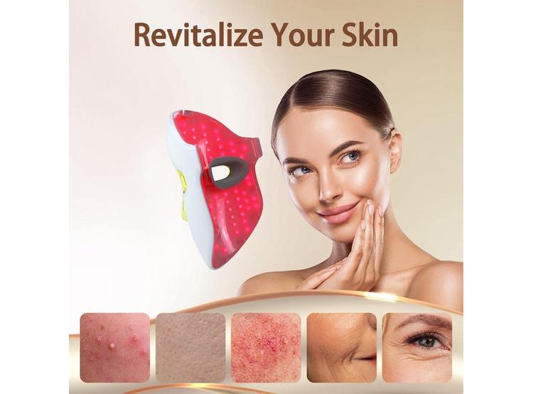 MÁSCARA FACIAL DE TERAPIA LED CON LUZ ROJA AZUL E INFRARROJA ANTIENVEJECIMIENTO TRATAMIENTO DE ACNÉ - 2