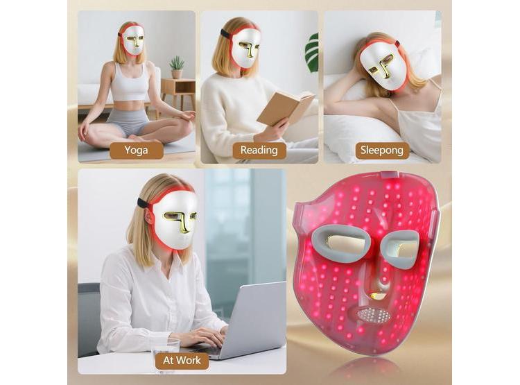 MÁSCARA FACIAL DE TERAPIA LED CON LUZ ROJA AZUL E INFRARROJA ANTIENVEJECIMIENTO TRATAMIENTO DE ACNÉ - 4