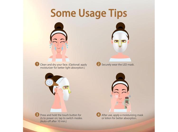MÁSCARA FACIAL DE TERAPIA LED CON LUZ ROJA AZUL E INFRARROJA ANTIENVEJECIMIENTO TRATAMIENTO DE ACNÉ - 5