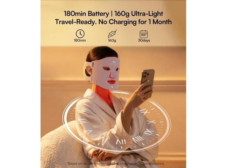 MÁSCARA DE TERAPIA DE LUZ ROJA INIA LED RECARGABLE CON 4 MODOS - 6