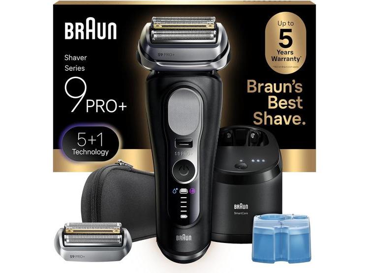 AFEITADORA BRAUN SERIES 9 PRO+ CON CENTRO SMARTCARE, PRO SENSOADAPT PARA USO HÚMEDO Y SECO, COLOR NEGRO - 1