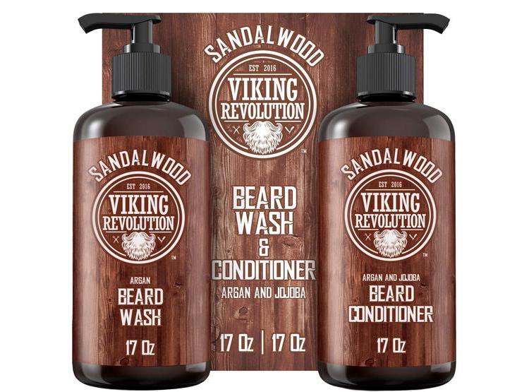 KIT DE CUIDADO PARA BARBA CON ACEITES DE ARGÁN Y JOJOBA, AROMA A SÁNDALO NATURAL - 1