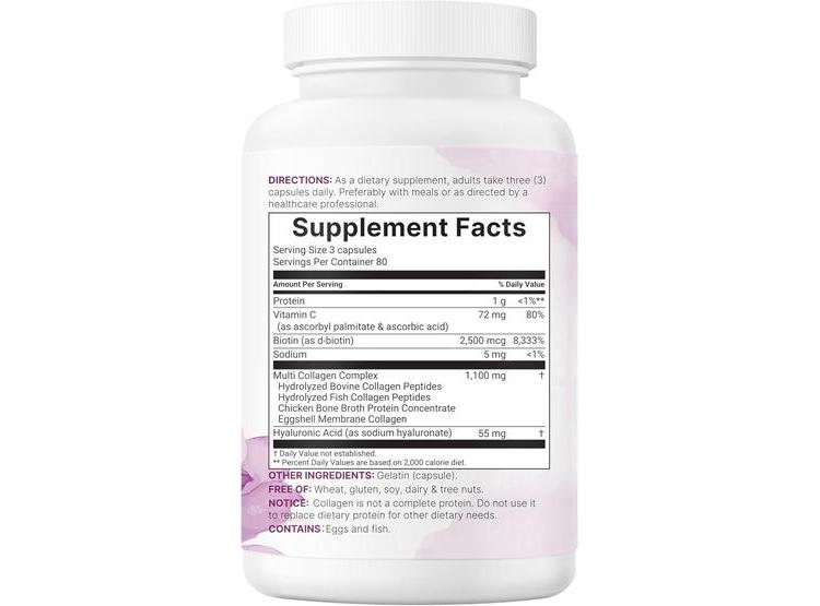 PÍLDORAS DE COLÁGENO CON BIOTINA, ÁCIDO HIALURÓNICO Y VITAMINA C. SIN OMG, SIN RELLENOS. 240 CÁPSULAS - 6