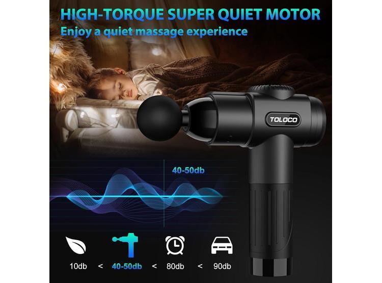 PISTOLA DE MASAJES TOLOCO T11 PRO PARA TEJIDO PROFUNDO CON MOTOR SILENCIOSO Y CABEZALES INTERCAMBIABLES - 2
