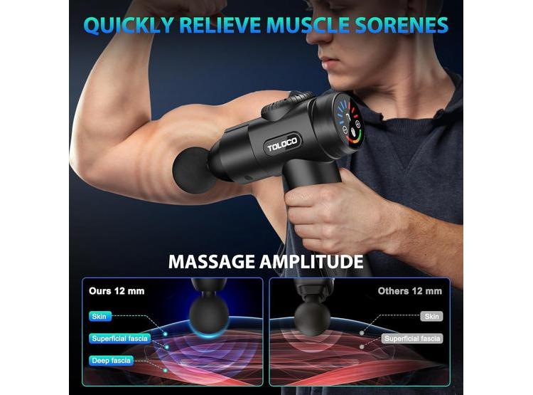PISTOLA DE MASAJES TOLOCO T11 PRO PARA TEJIDO PROFUNDO CON MOTOR SILENCIOSO Y CABEZALES INTERCAMBIABLES - 5