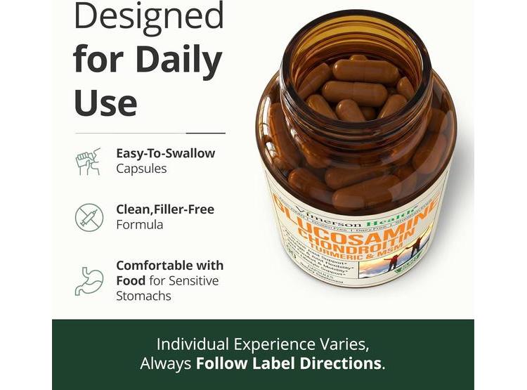 VIMERSON HEALTH GLUCOSAMINA CONDROITINA MSM - SUPLEMENTO ARTICULAR NATURAL PARA DOLOR ARTICULAR - 5