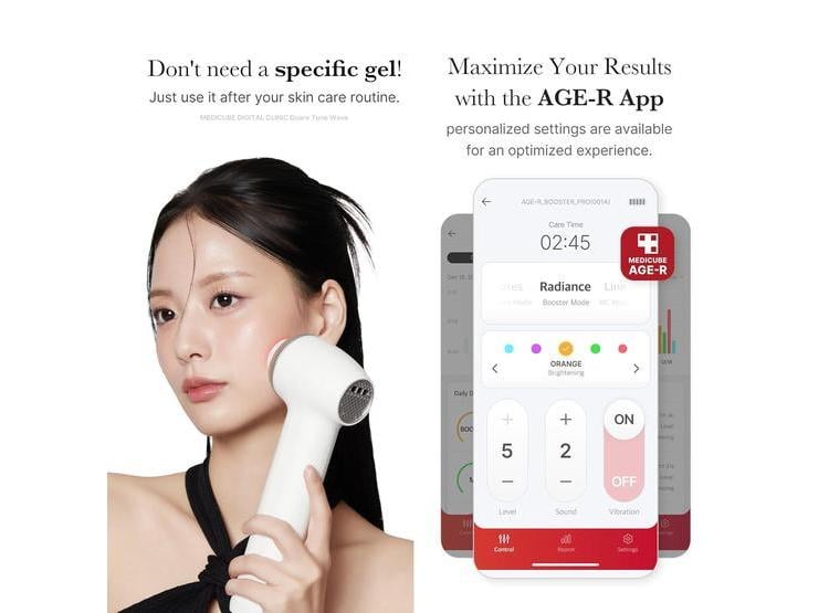 MEDICUBE AGE-R ULTRA TUNE, CUIDADO FACIAL 2 EN 1 CON TECNOLOGÍA PARA ELASTICIDAD Y LUMINOSIDAD - 4