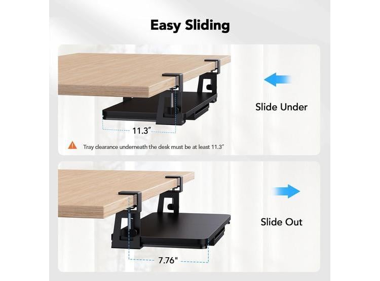 BANDEJA DE TECLADO PARA ESCRITORIO HUANUO CON SOPORTE C, PLATAFORMA DESLIZANTE ERGONÓMICA Y CAJÓN DE ALMACENAMIENTO - 5