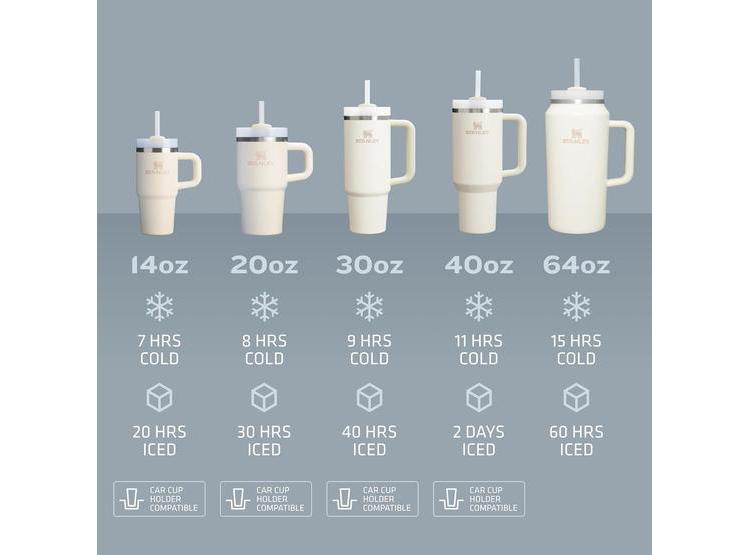 STANLEY QUENCHER H2.0 - VASO TÉRMICO DE ACERO INOXIDABLE CON ASA, TAPA DE 3 POSICIONES, COMPATIBLE CON PORTAVASOS - 6