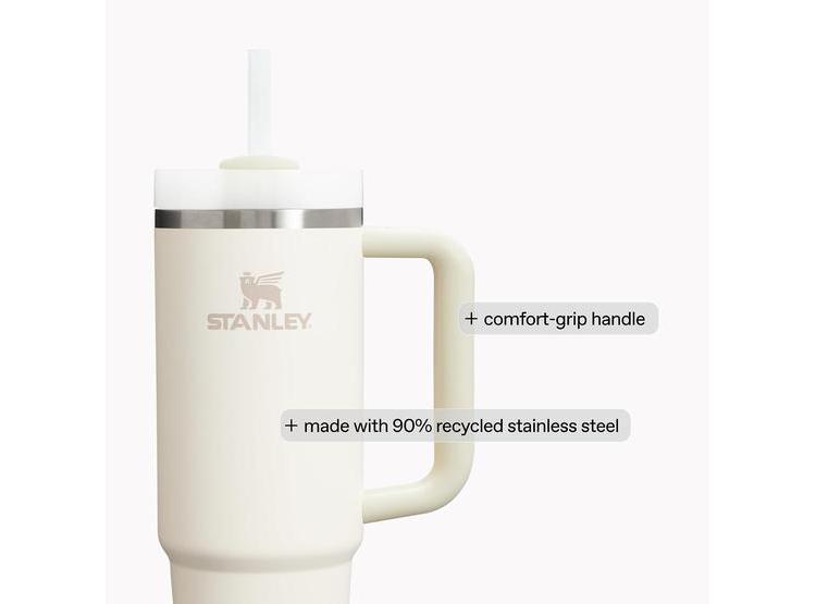 STANLEY QUENCHER H2.0: VASO CON MANGO, POPOTE Y TAPA DE 3 POSICIONES, ACERO INOXIDABLE NEGRO, APTO PORTAVASOS - 5