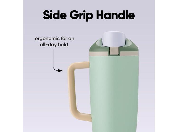 TAZA OWALA FREESIP DE ACERO INOXIDABLE VERDE EUCALIPTO CON BOQUILLA PATENTADA Y TAPA DE BOTÓN, 40 OZ - 4