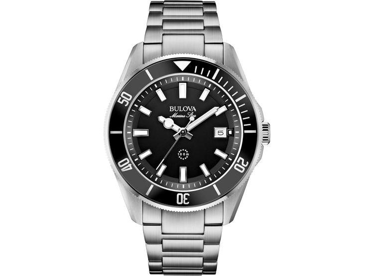 BULOVA MARINE STAR RELOJ DE ACERO INOXIDABLE PARA HOMBRE CON CALENDARIO Y RESISTENCIA AL AGUA, ESFERA NEGRA - 1