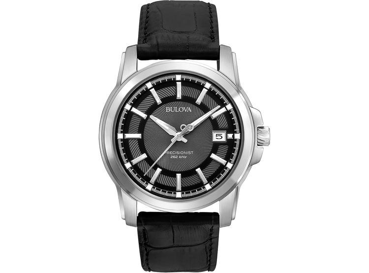 BULOVA PRECISIONIST DE ACERO INOXIDABLE CON CORREA DE CUERO Y ESFERA NEGRA PARA HOMBRE. MODELO: 96B158 - 1