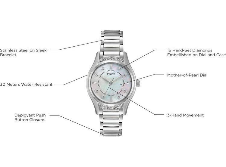 RELOJ BULOVA CLÁSICO DE DIAMANTES PARA MUJER, CUARZO, ACERO INOXIDABLE Y ESFERA DE MADREPERLA - 5