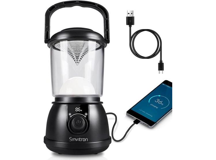 SINVITRON LINTERNA LED RECARGABLE PARA CAMPAMENTO, IMPERMEABLE, BANCO DE ENERGÍA DE 5200 MAH, 5 MODOS DE LUZ - 1