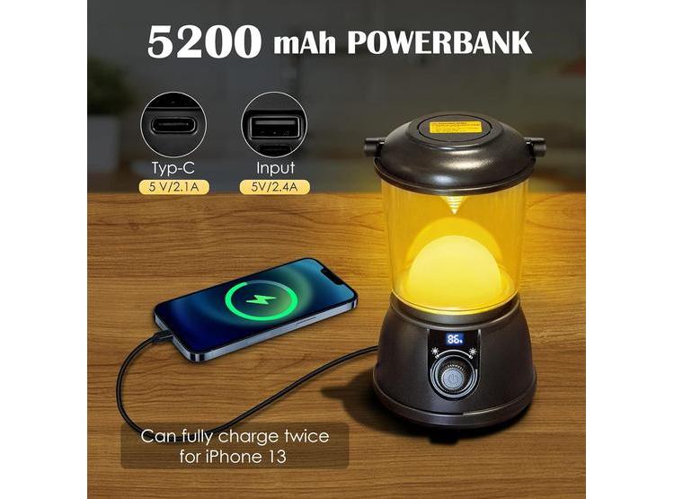 SINVITRON LINTERNA LED RECARGABLE PARA CAMPAMENTO, IMPERMEABLE, BANCO DE ENERGÍA DE 5200 MAH, 5 MODOS DE LUZ - 5